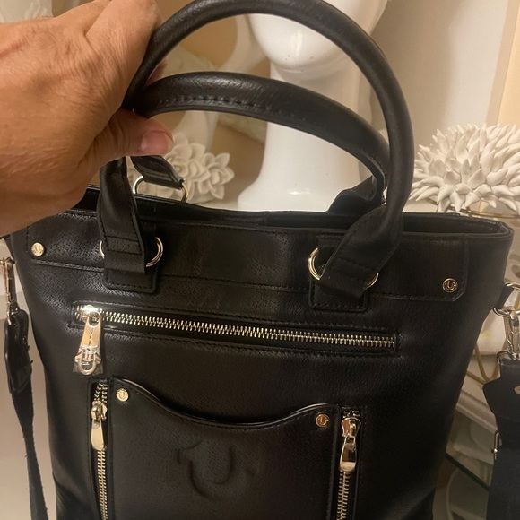 True Religion Black Leather Bag with Gold Accents - Picture 16 of 16
